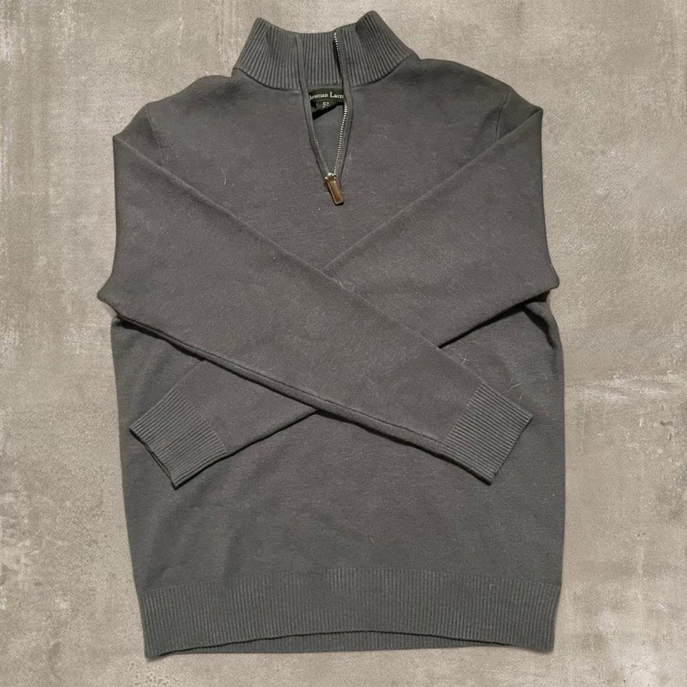 Christian Lacroix Gray Quarter Zip Sweater Men’s Medium Minimalist Pullover